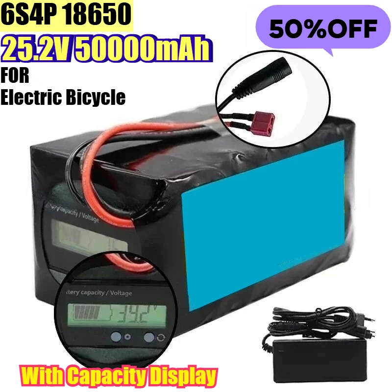 6S4P 18650 25.2V 50000mAh Rechargeable Lithium Battery Pack with Capacity Display,for Electric Bicycle,Charger Included
6S4P 18650 25.2V 50000mAh Rechargeable Lithium Battery Pack with Capacity Display,for Electric Bicycle,Charger Included