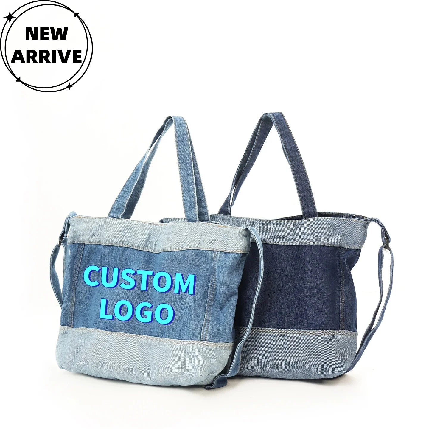 Custom Logo Denim Tote Bag Patchwork Washed Large Capacity Casual Shoulder Crossbody Bag Adjustable Strap Vintage Women Handbag
Custom Logo Denim Tote Bag Patchwork Washed Large Capacity Casual Shoulder Crossbody Bag Adjustable Strap Vintage Women Handbag