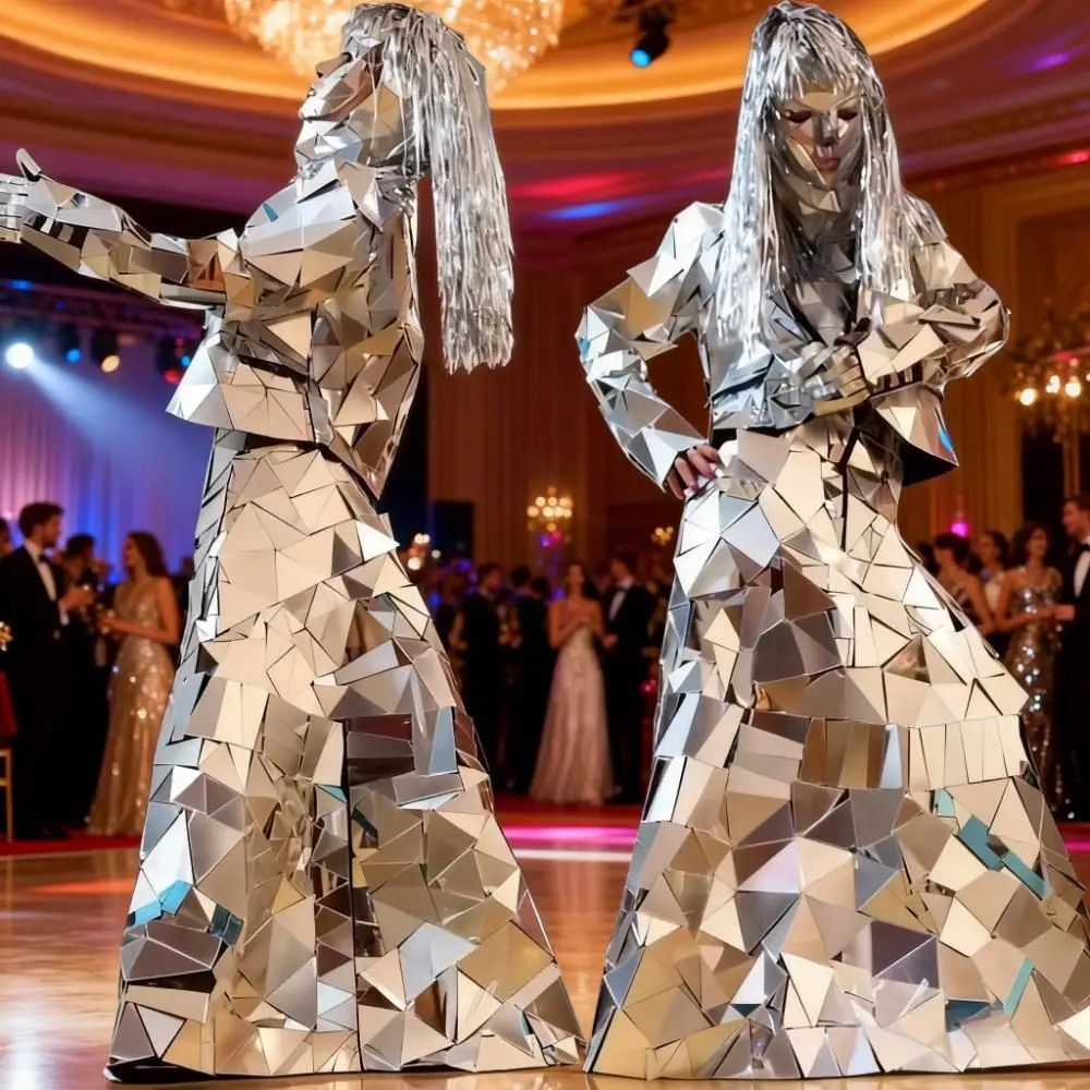 Silver Mirror Man And Golden Mirror Girl Cosplay Costumes for Stage Performance Show Theme Party
Silver Mirror Man And Golden Mirror Girl Cosplay Costumes for Stage Performance Show Theme Party