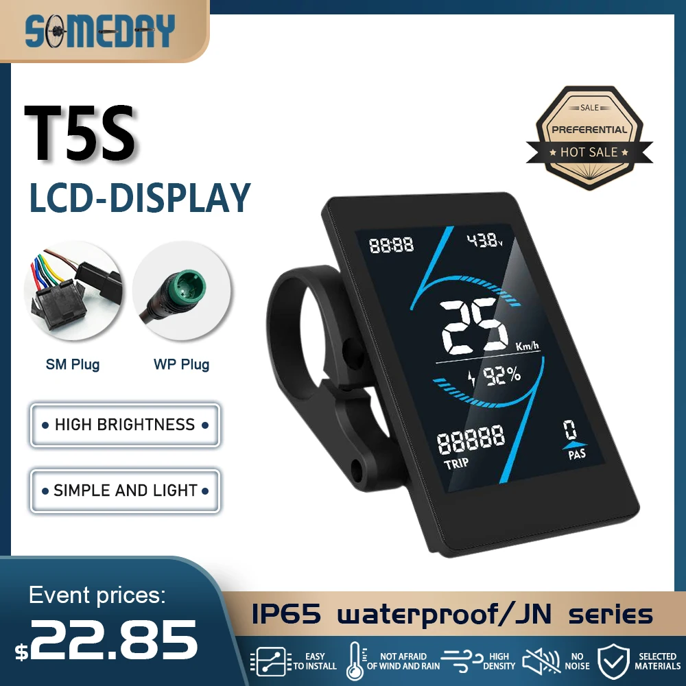 Electric Bicycle LCD T5S Display SM/Waterproof Plug 24V-72V Ebike intelligent Color Display for Electric Bike Kit
Electric Bicycle LCD T5S Display SM/Waterproof Plug 24V-72V Ebike intelligent Color Display for Electric Bike Kit