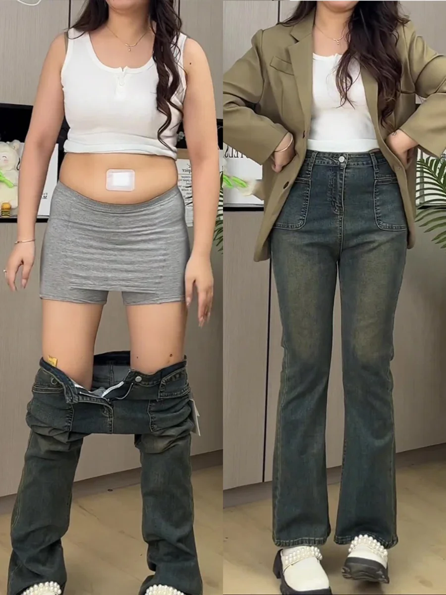 Ретро джинсы-клеш женские осенне-зимние больших размеров с высокой талией, свободные, стройнящие, с эффектом скрытия бедер, дизайнерские, расклешенные
Ретро джинсы-клеш женские осенне-зимние больших размеров с высокой талией, свободные, стройнящие, с эффектом скрытия бедер, дизайнерские, расклешенные