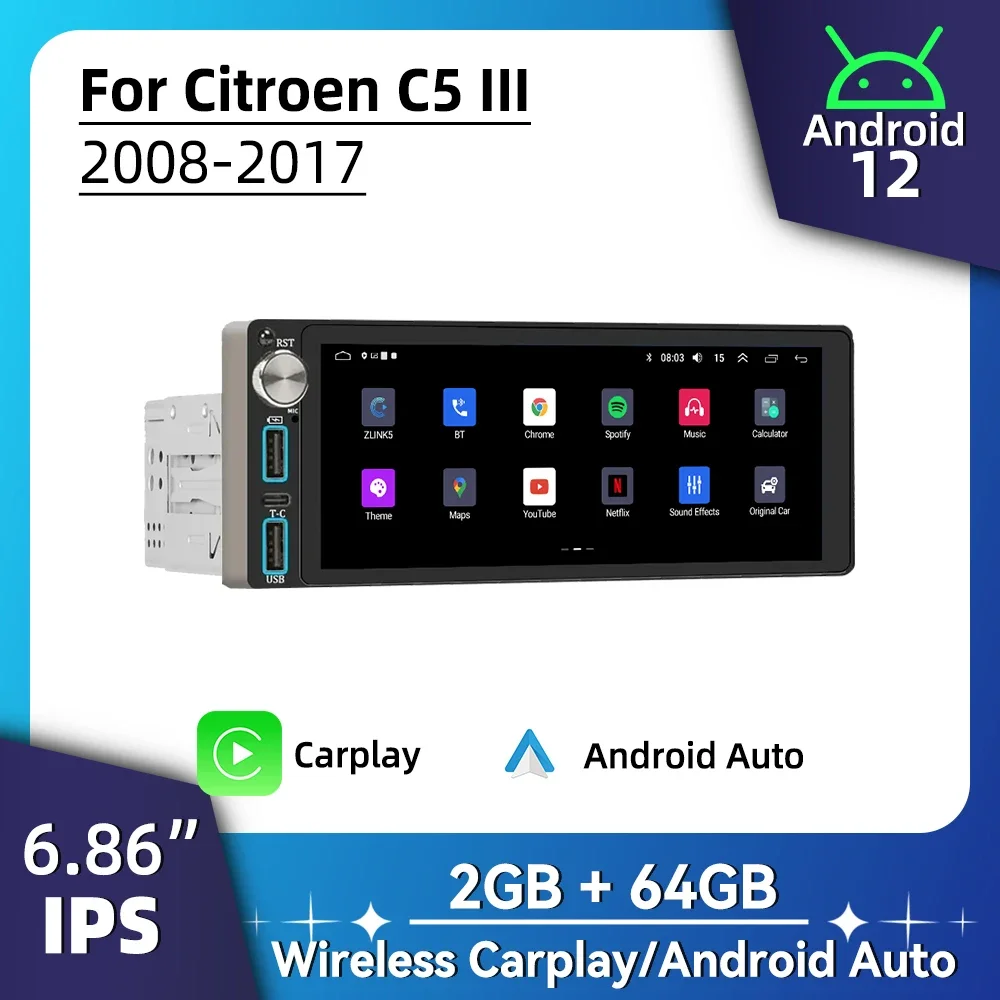 6,86 "экран Android автомобильный мультимедиа для Citroen C5 III 2008-2017 1 Din радио стерео головное устройство Carplay авторадио GPS навигация
6,86 "экран Android автомобильный мультимедиа для Citroen C5 III 2008-2017 1 Din радио стерео головное устройство Carplay авторадио GPS навигация