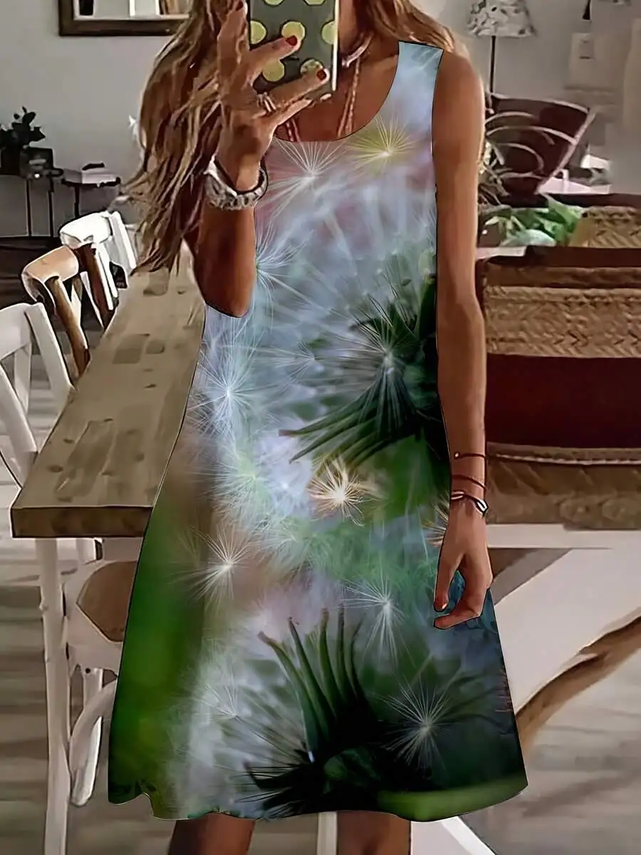 Women Sleeveless Dandelion Print Summer Casual Dress For Beach Vacation
Women Sleeveless Dandelion Print Summer Casual Dress For Beach Vacation
