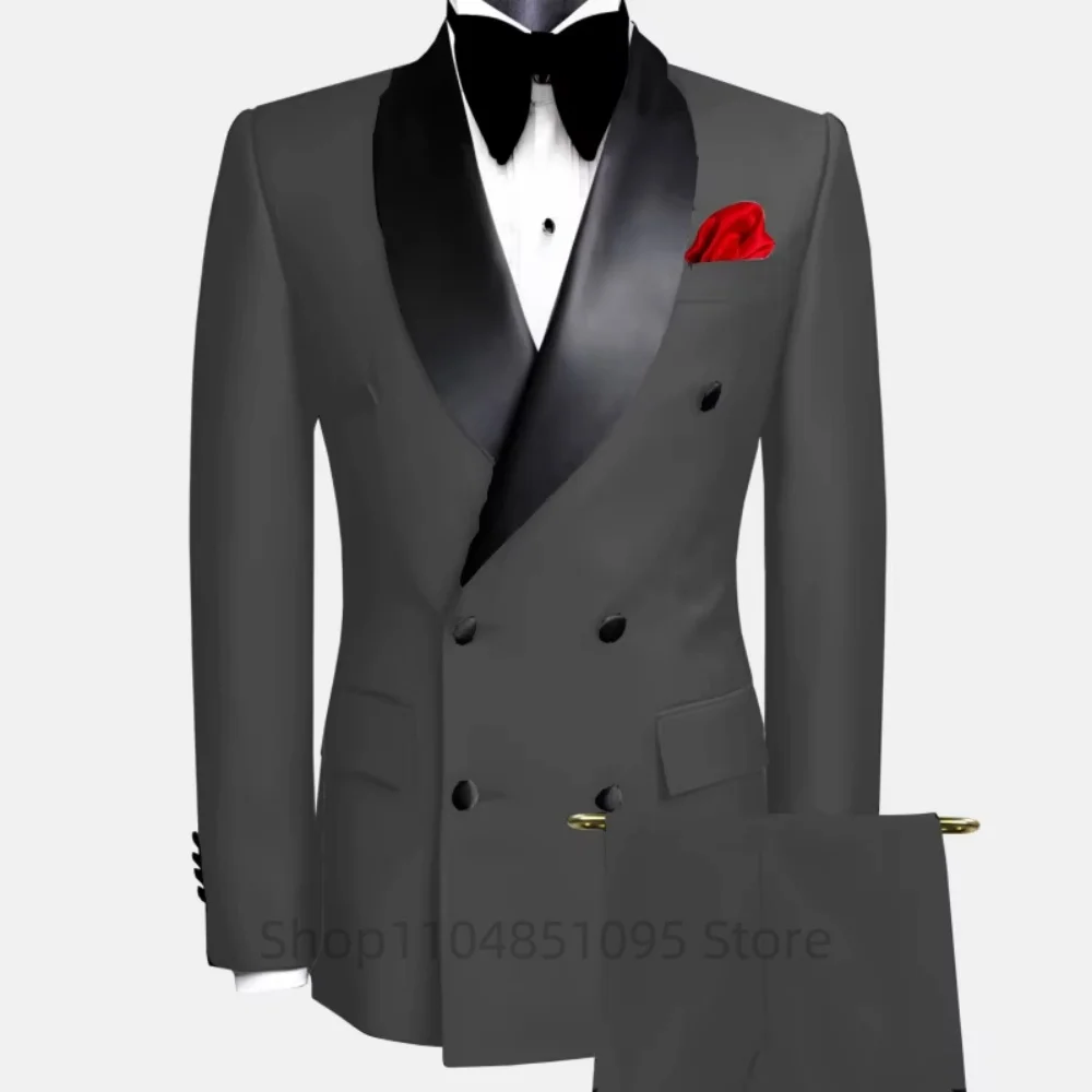 Slim Fit Men's Tuxedo 2 Piece Set Shawl Lapel Double Breasted Jacket with Pants Best Man Wedding Groom Business Formal Wear
Slim Fit Men's Tuxedo 2 Piece Set Shawl Lapel Double Breasted Jacket with Pants Best Man Wedding Groom Business Formal Wear