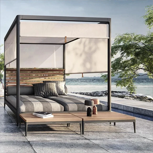 High-end aluminum square hotel sofa bed, covered beach cabin, outdoor sofa bed with curtain mat
High-end aluminum square hotel sofa bed, covered beach cabin, outdoor sofa bed with curtain mat