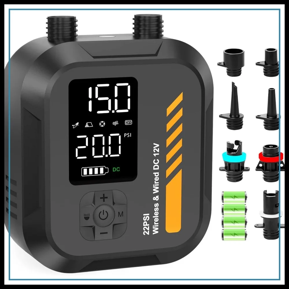 Electric SUP Pump 22PSI Portable Rechargeable 7800mAh Dual Power Auto-Off Inflator Deflator for Paddle Board Kayak Tent
Electric SUP Pump 22PSI Portable Rechargeable 7800mAh Dual Power Auto-Off Inflator Deflator for Paddle Board Kayak Tent