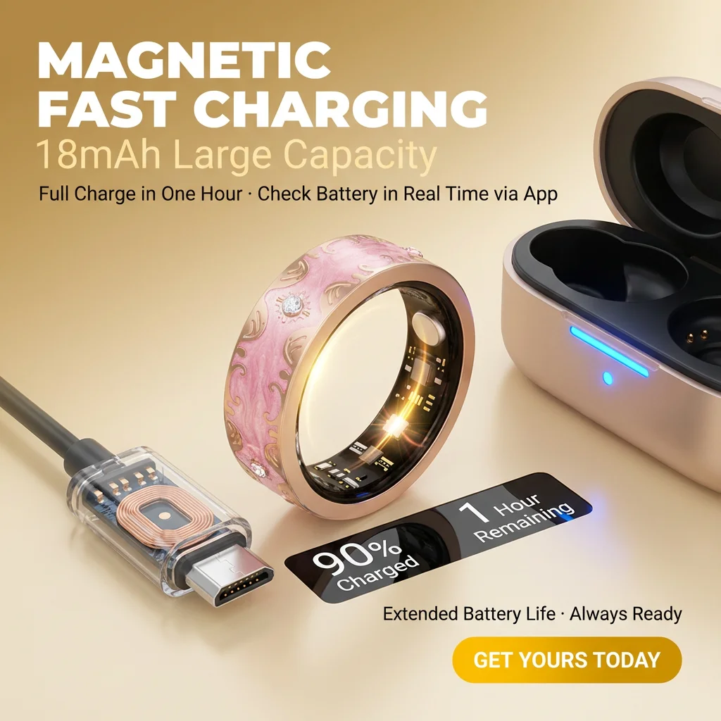 Women's Smart Fitness Tracker Ring with Charging Case Heart Rate & Blood Oxygen Monitor IP68 Waterproof 5ATM for Sports
Women's Smart Fitness Tracker Ring with Charging Case Heart Rate & Blood Oxygen Monitor IP68 Waterproof 5ATM for Sports