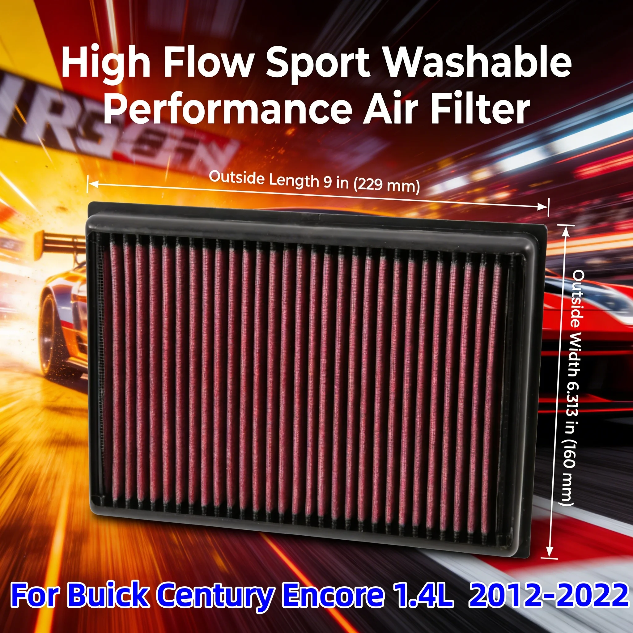 For Buick Century Encore 1.4L L4 LUV 2012-2022 High Flow Sport Washable Performance Panel Air Filter Intake System Replacement
For Buick Century Encore 1.4L L4 LUV 2012-2022 High Flow Sport Washable Performance Panel Air Filter Intake System Replacement