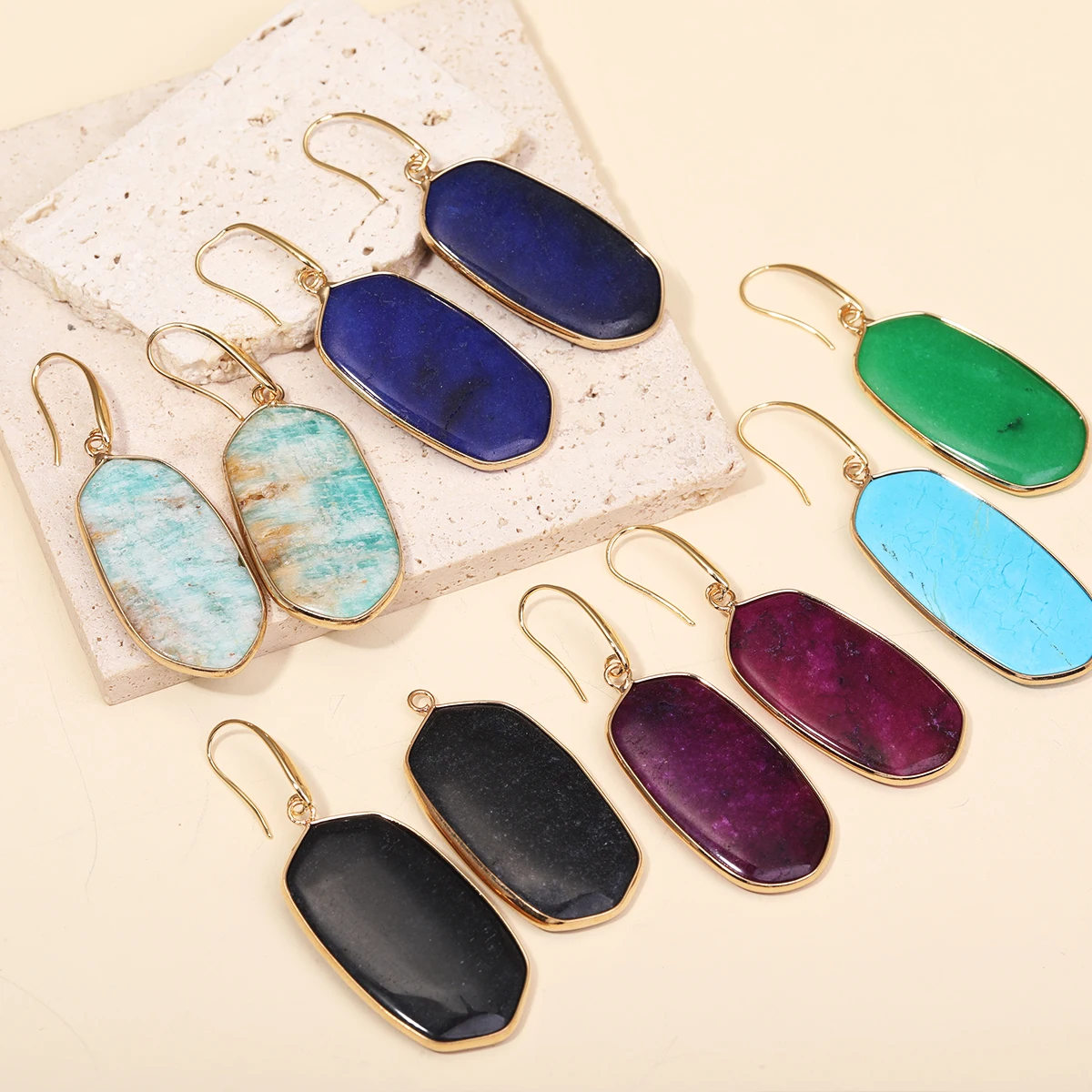 Women Earrings Natural Stone Amethyst/Rose Quartz/Amazonite/Black Obsidian /Agates Earrings For Elegant Women Love Romantic Gift
Women Earrings Natural Stone Amethyst/Rose Quartz/Amazonite/Black Obsidian /Agates Earrings For Elegant Women Love Romantic Gift