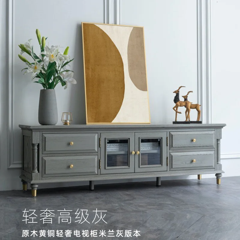 Gray TV cabinet, solid wood video cabinet
Gray TV cabinet, solid wood video cabinet