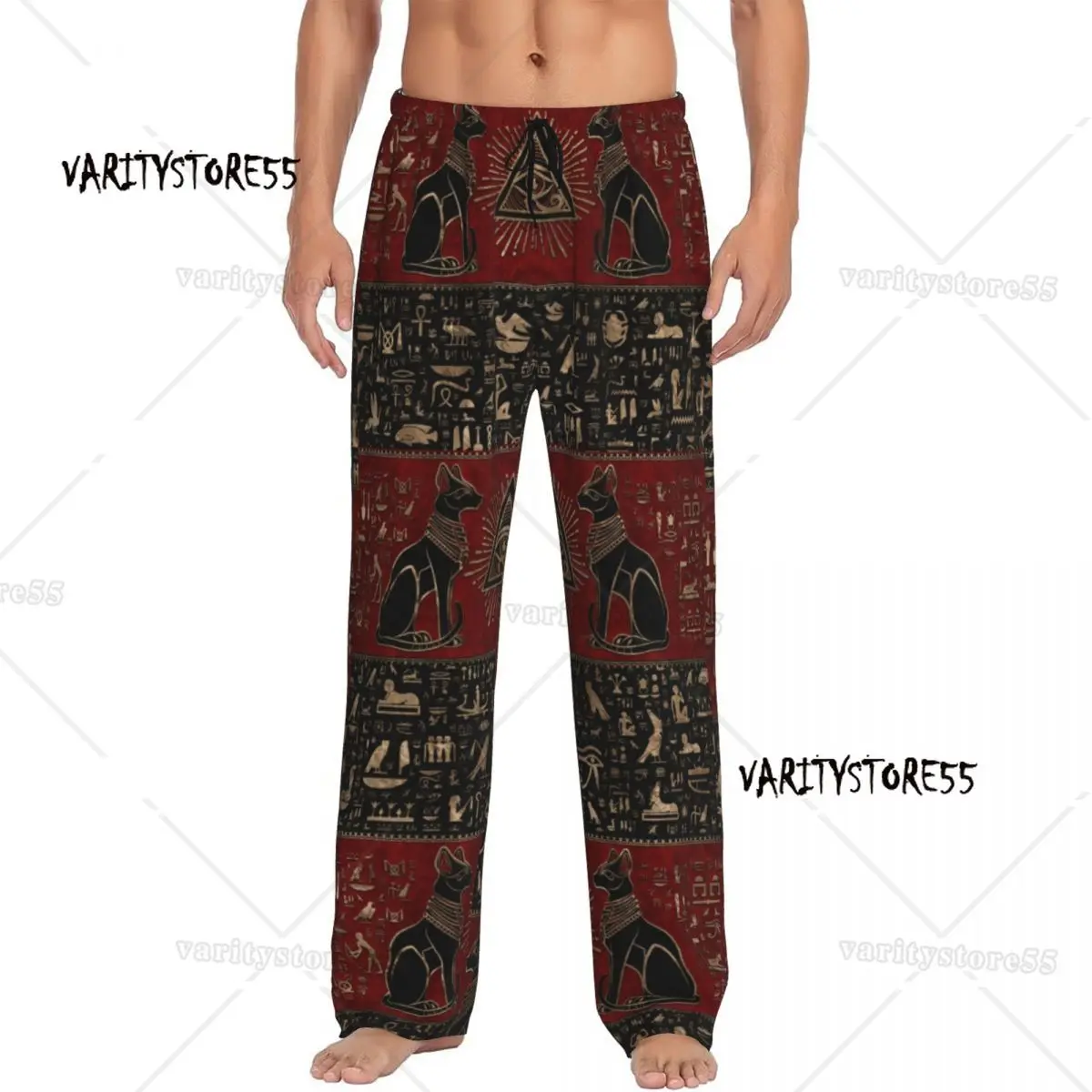 Пижамные штаны с египетскими кошками и глазом Гора на заказ, одежда для сна, мужской эластичный пояс, египетские иероглифольные штаны для сна
Пижамные штаны с египетскими кошками и глазом Гора на заказ, одежда для сна, мужской эластичный пояс, египетские иероглифольные штаны для сна