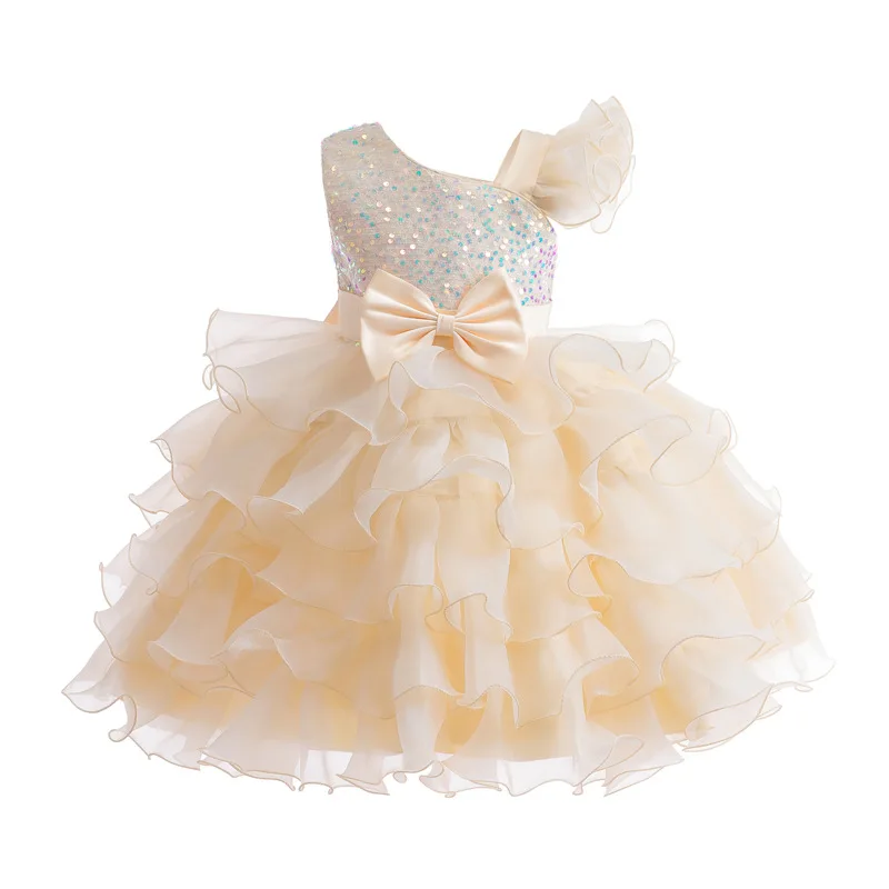Girls' Pink Multi-Layer Tulle Dress with Sparkling Top and Large Bow Round Neck One-shoulder cuff design for a fashionable feel
Girls' Pink Multi-Layer Tulle Dress with Sparkling Top and Large Bow Round Neck One-shoulder cuff design for a fashionable feel