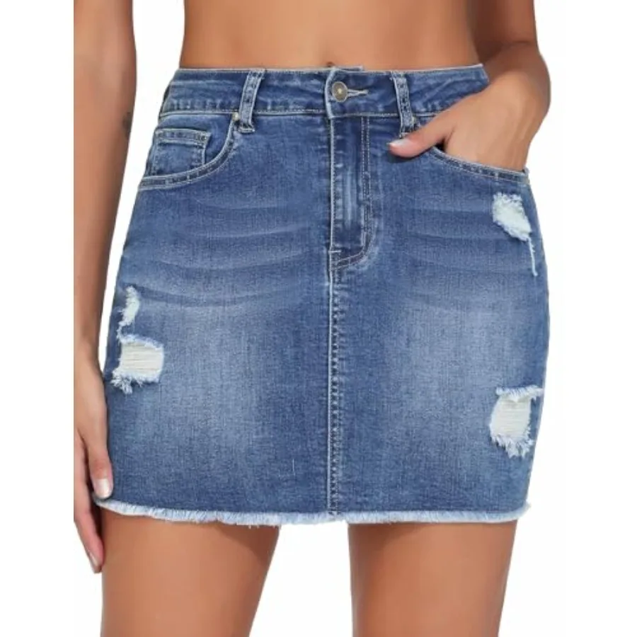 THE GYM PEOPLE Women's Ripped Denim Mini Skirts Stretchy Frayed Raw Hem Casual Trendy Jean Skirt with Pockets
THE GYM PEOPLE Women's Ripped Denim Mini Skirts Stretchy Frayed Raw Hem Casual Trendy Jean Skirt with Pockets