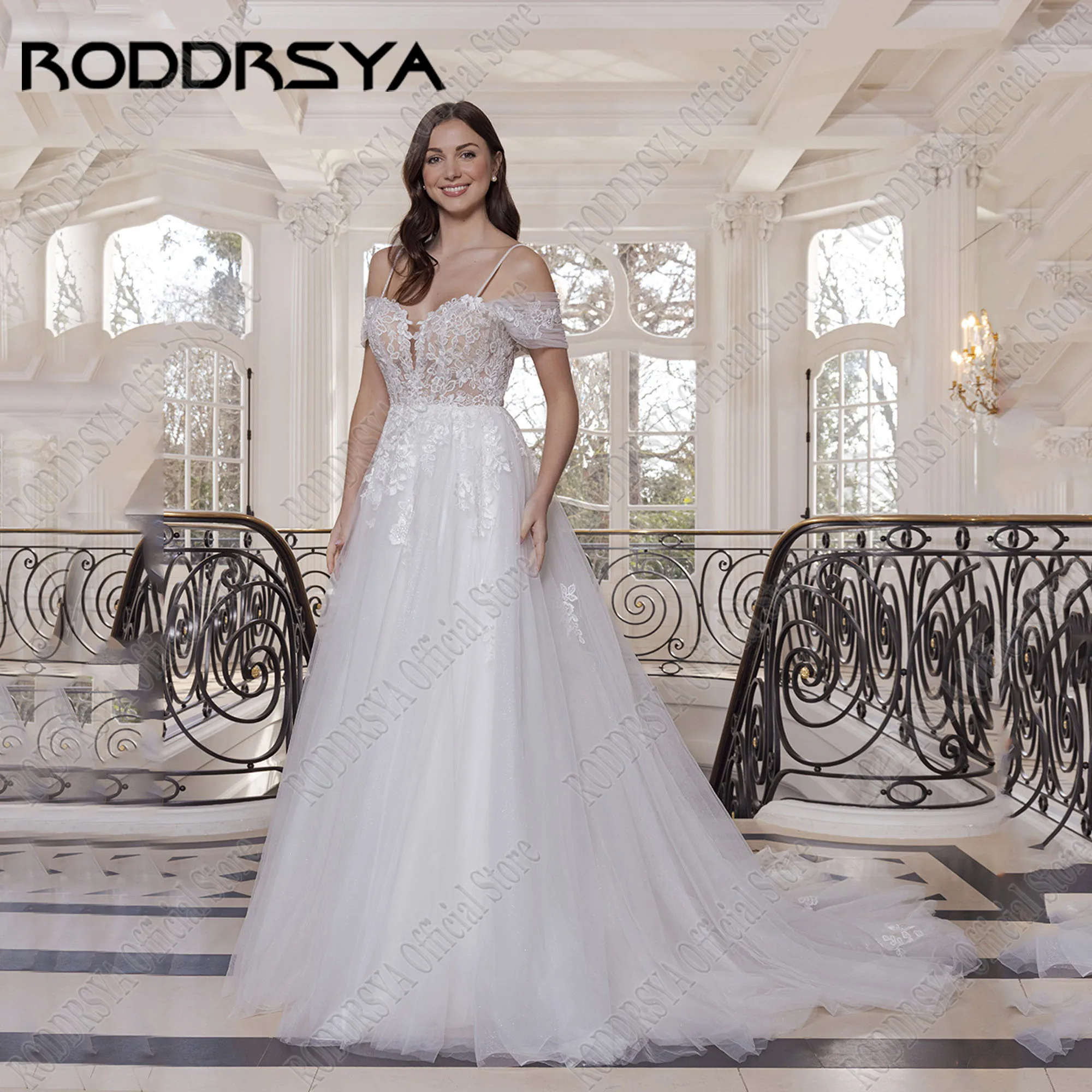 RODDRSYA Glitter Spaghetti Straps Wedding Dress V-Neck Sequin Applique Elegant Bride Gowns Lace vestidos de novia Customized
RODDRSYA Glitter Spaghetti Straps Wedding Dress V-Neck Sequin Applique Elegant Bride Gowns Lace vestidos de novia Customized