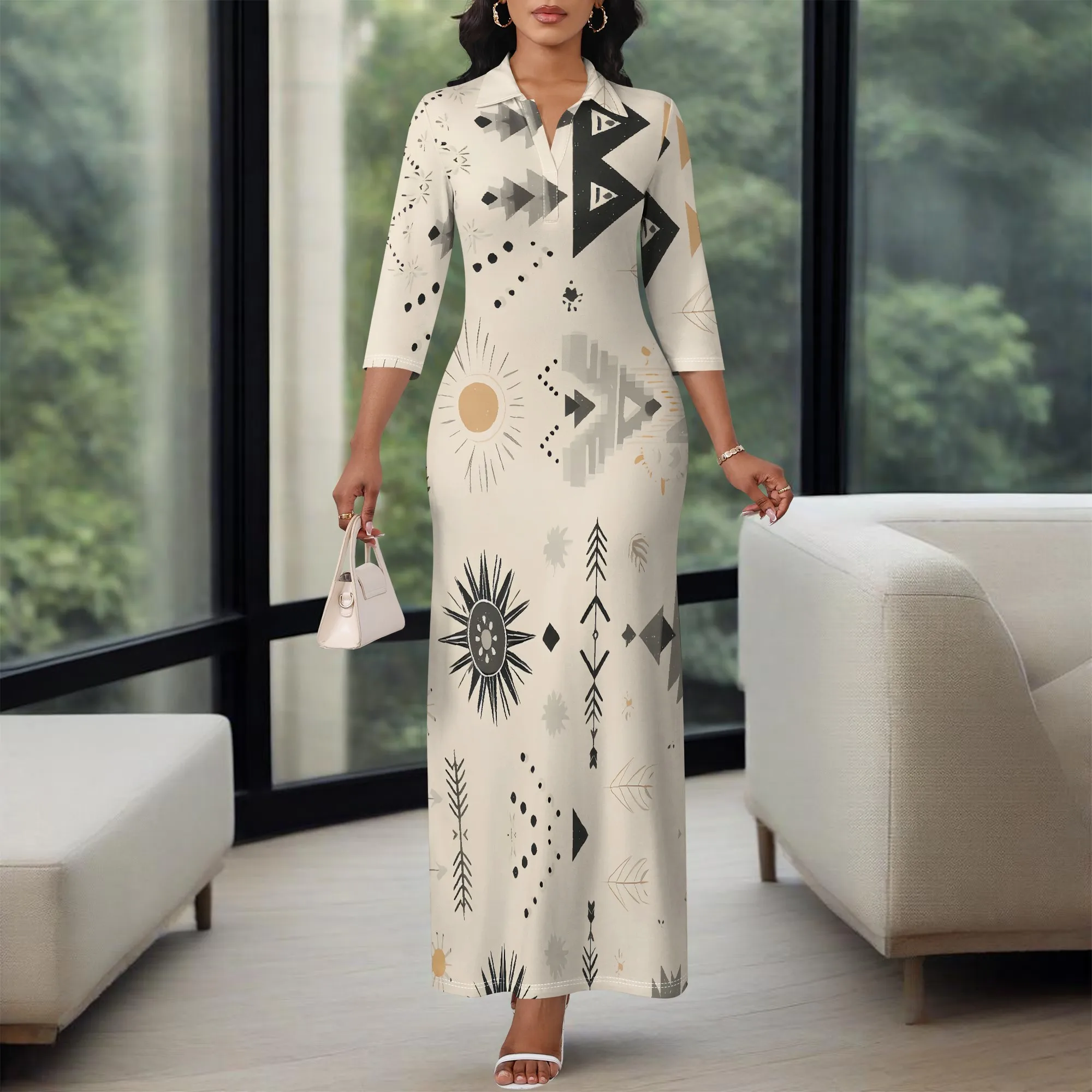 Tribal Symbol Maxi Shirt Dress XS-3XL Long Sleeve Style for Desert Festival, Nature Retreat or Boho Spiritual Look
Tribal Symbol Maxi Shirt Dress XS-3XL Long Sleeve Style for Desert Festival, Nature Retreat or Boho Spiritual Look