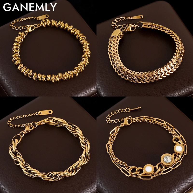 GANEMLY 316L Stainless Steel Bracelet Bangle For Women Men Fashion Trendy 18K Gold Plated Wrist Chain Jewelry Gift Party pulsera
GANEMLY 316L Stainless Steel Bracelet Bangle For Women Men Fashion Trendy 18K Gold Plated Wrist Chain Jewelry Gift Party pulsera