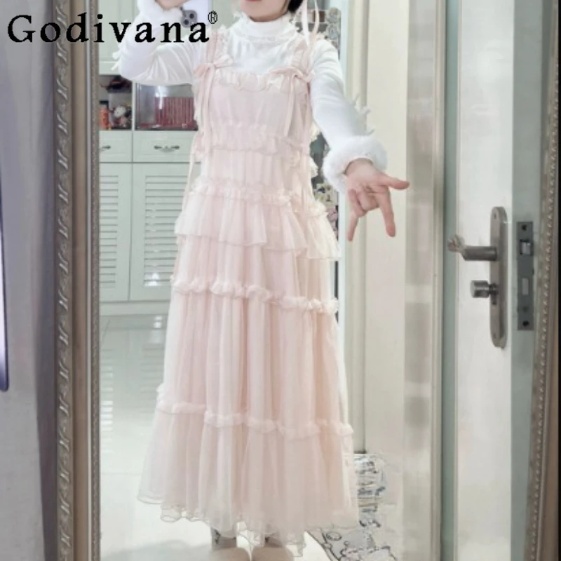 Spring Summer Japanese Sweet Gauze Ruffles Loose Big Swing Strap Dress Fashion High Waist A-line Sleeveless Princess Dresses
Spring Summer Japanese Sweet Gauze Ruffles Loose Big Swing Strap Dress Fashion High Waist A-line Sleeveless Princess Dresses