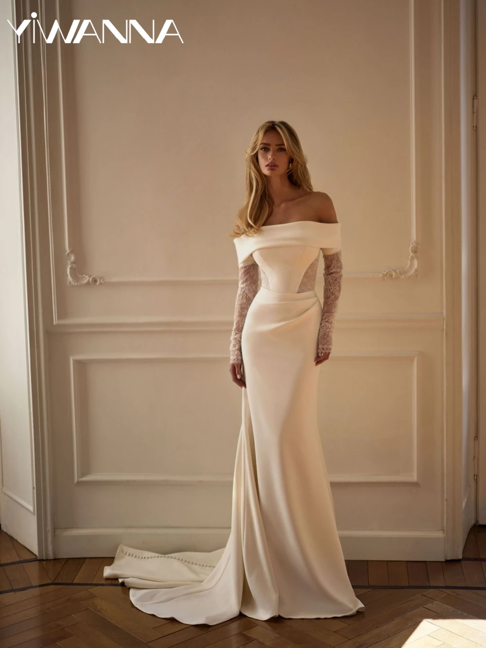 Ivory Elegant Lace Mermaid Long Wedding Dress Strapless Off Shoulder Bridal Gown Customized Stunning Satin Dresses For Bride
Ivory Elegant Lace Mermaid Long Wedding Dress Strapless Off Shoulder Bridal Gown Customized Stunning Satin Dresses For Bride