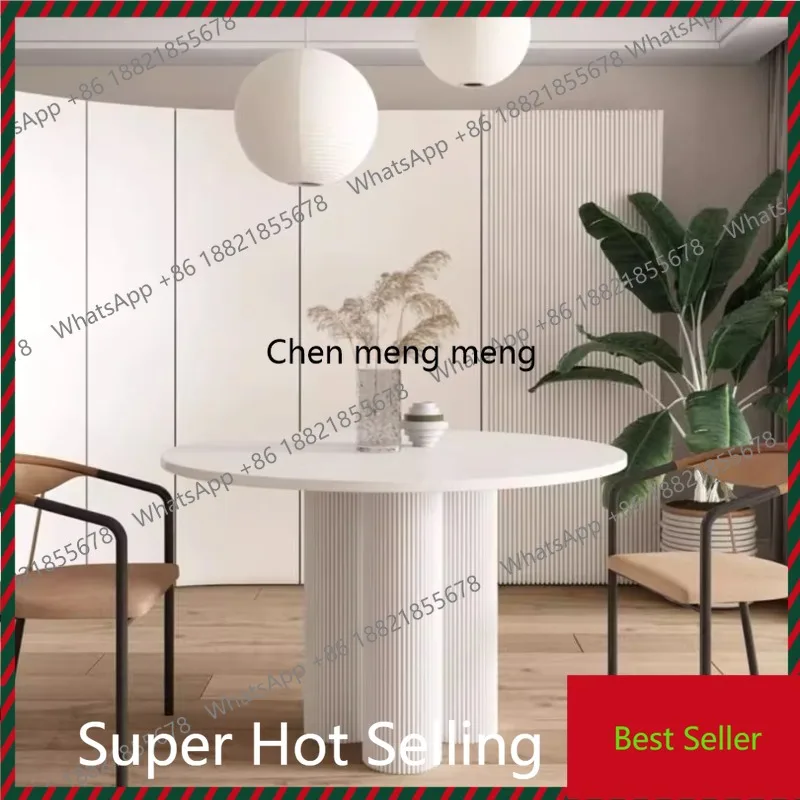 K182zc182Cream wind rock slab round dining table light luxury modern simple pure white French minimalist Internet celebrity dini
K182zc182Cream wind rock slab round dining table light luxury modern simple pure white French minimalist Internet celebrity dini
