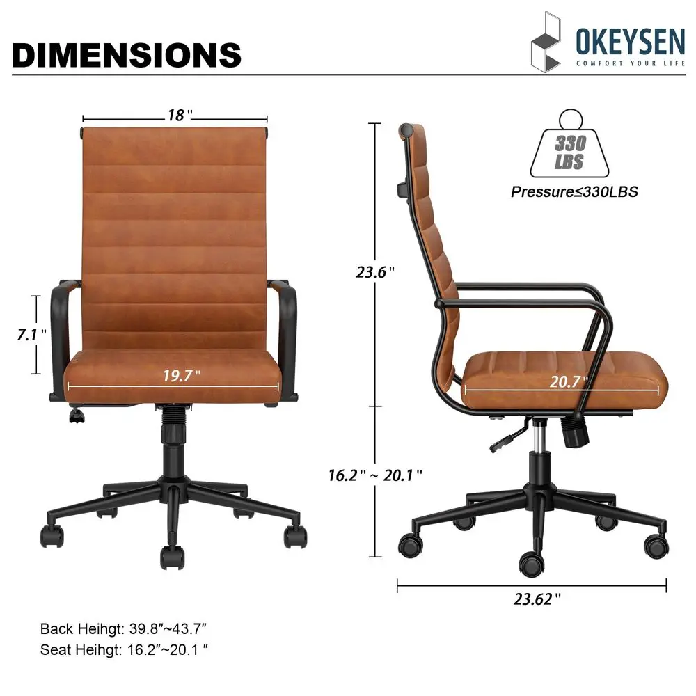 Leather Office Desk Chair, MidCentury Modern Leather Conference Room Chairs, Ergonomic Executive Ribbed Height Adjustable Swive
Leather Office Desk Chair, MidCentury Modern Leather Conference Room Chairs, Ergonomic Executive Ribbed Height Adjustable Swive