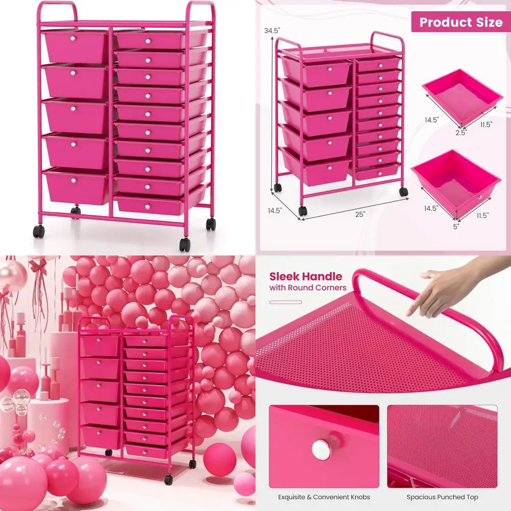 Heavy-Duty 15-Drawer Mobile Storage Cart with Lockable Wheels for Multipurpose Organization
Heavy-Duty 15-Drawer Mobile Storage Cart with Lockable Wheels for Multipurpose Organization