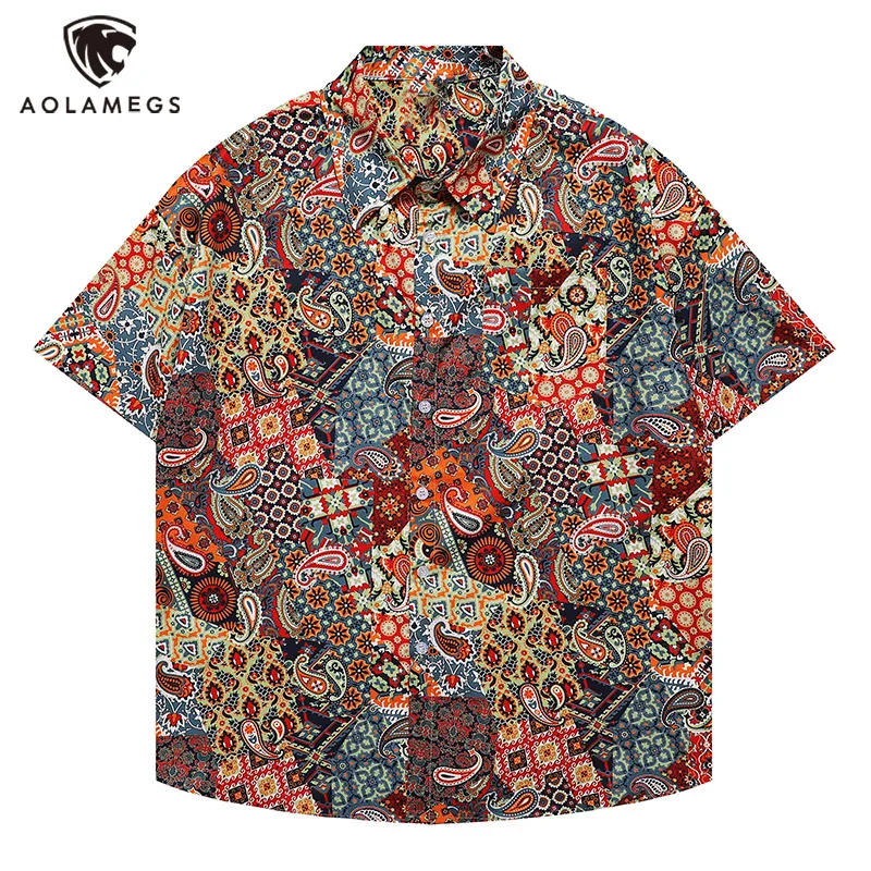 Men's Shirts Plaid Cashew Flower Printed Short Sleeve Shirt Sclassic Loose Stylish Tops High Street Casual Versatile Clothing
Men's Shirts Plaid Cashew Flower Printed Short Sleeve Shirt Sclassic Loose Stylish Tops High Street Casual Versatile Clothing