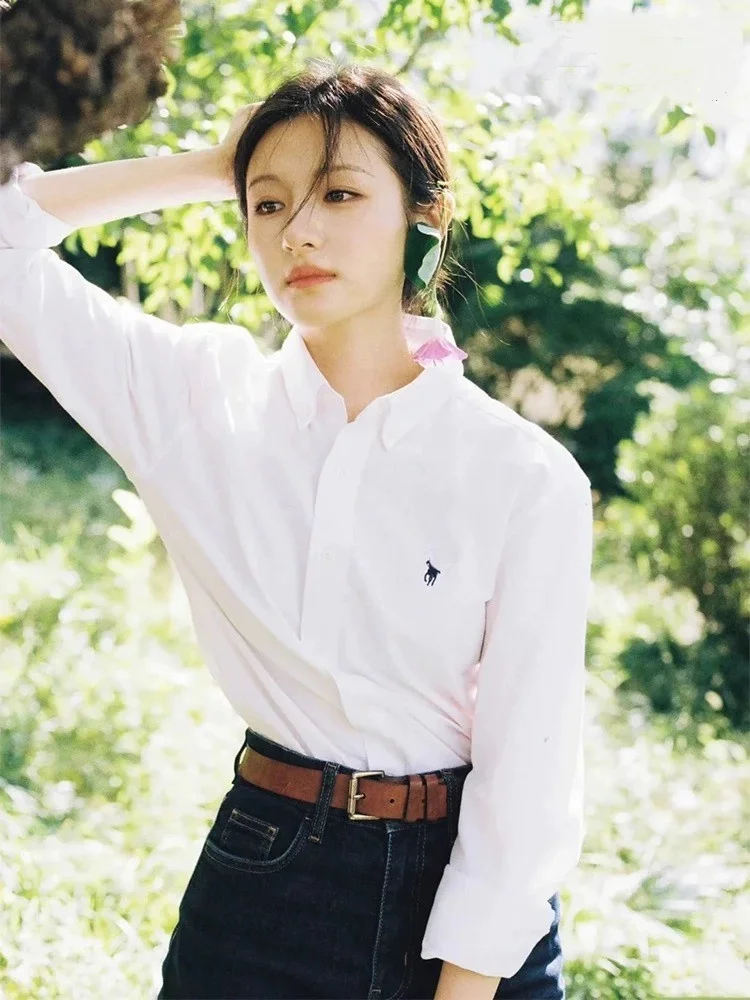 EXJR Li Lanyi White Oxford Cloth Shirt Women's Business Shirt Embroidered Pony Preppy Style Breathable Sun Protection Long Sl...
EXJR Li Lanyi White Oxford Cloth Shirt Women's Business Shirt Embroidered Pony Preppy Style Breathable Sun Protection Long Sl...