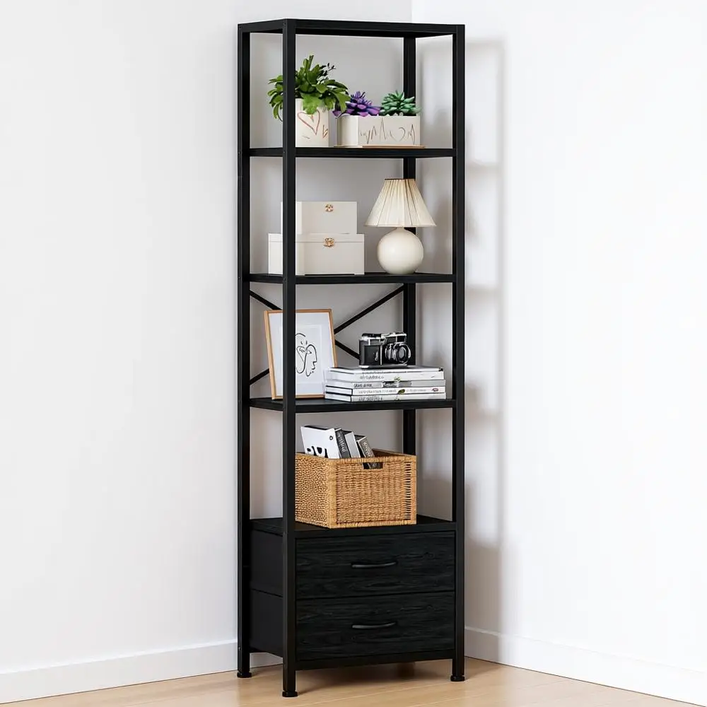 5-Tier Shel, Narrow Bookshelf with 2 Storage Drawers, 65.16 Tall Bookcase, Standing Shel Organizer Unit for Living Room, Bedroom
5-Tier Shel, Narrow Bookshelf with 2 Storage Drawers, 65.16 Tall Bookcase, Standing Shel Organizer Unit for Living Room, Bedroom