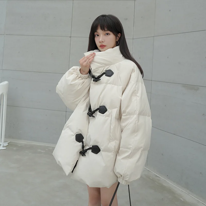 Winter Clothes Horn Button Loose Hooded Cotton Padded Jacket Coat Women Fashion Korean Thick Warm Parkas
Winter Clothes Horn Button Loose Hooded Cotton Padded Jacket Coat Women Fashion Korean Thick Warm Parkas