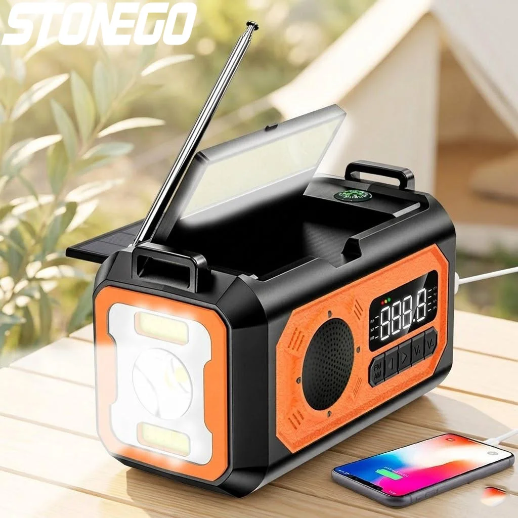 12000mAh Solar Hand Crank AM FM NOAA Emergency Radio with 2 Solar Panels Reading Lamp Portable for Camping Outdoor
12000mAh Solar Hand Crank AM FM NOAA Emergency Radio with 2 Solar Panels Reading Lamp Portable for Camping Outdoor