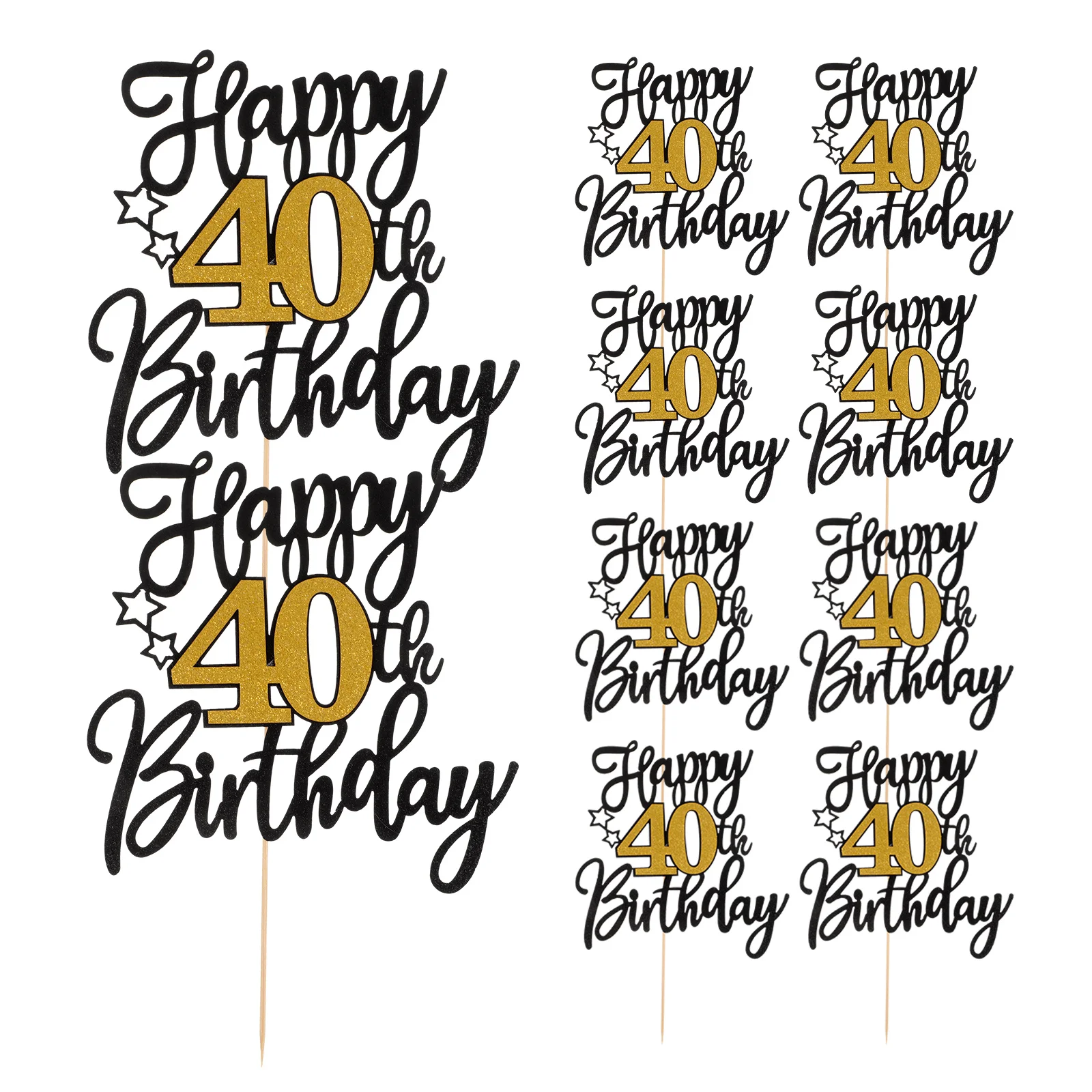 10Pcs Black Gold Glitter Happy Birthday Cake Toppers Birthday Party Cupcake Decorations Anniversary Dessert Picks
10Pcs Black Gold Glitter Happy Birthday Cake Toppers Birthday Party Cupcake Decorations Anniversary Dessert Picks