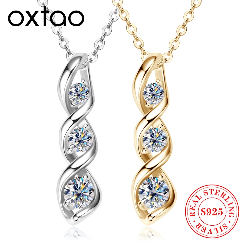 OXTAO GRA 925 Silver Infinity Pendant Necklace 3 Stone Round Cut Moissanite Pendant Clavicle Chain Necklace Female Friends Gift
OXTAO GRA 925 Silver Infinity Pendant Necklace 3 Stone Round Cut Moissanite Pendant Clavicle Chain Necklace Female Friends Gift