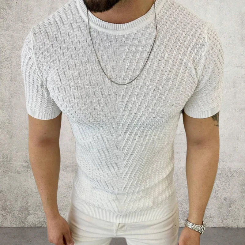 Streetwear Mens Vintage Knitting Tops Stretch Slim O Neck Short Sleeve Knit T Shirt Men Summer Casual Solid Color Knitted Tees
Streetwear Mens Vintage Knitting Tops Stretch Slim O Neck Short Sleeve Knit T Shirt Men Summer Casual Solid Color Knitted Tees