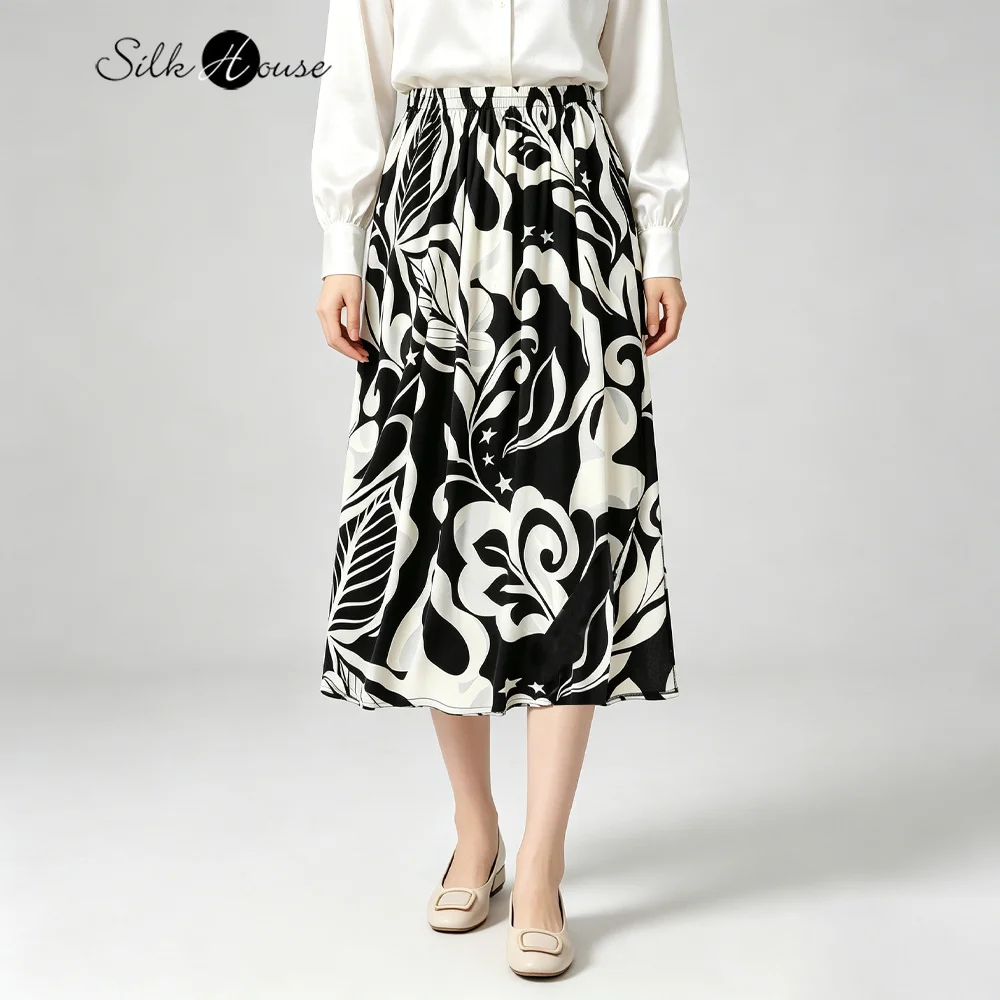 Breathable 100% Natural Mulberry Silk Ghost Wrinkle Artistic Black and White Color Blocked Elastic Waist Side Slit Casual Skirt
Breathable 100% Natural Mulberry Silk Ghost Wrinkle Artistic Black and White Color Blocked Elastic Waist Side Slit Casual Skirt