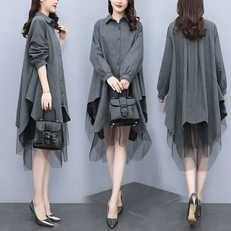 Women Clothing Chic Design Patchwork Shirt Spring Autumn Oversized Lace Button Irregular Tunics Korean Fashion Office Lady Tops
Women Clothing Chic Design Patchwork Shirt Spring Autumn Oversized Lace Button Irregular Tunics Korean Fashion Office Lady Tops