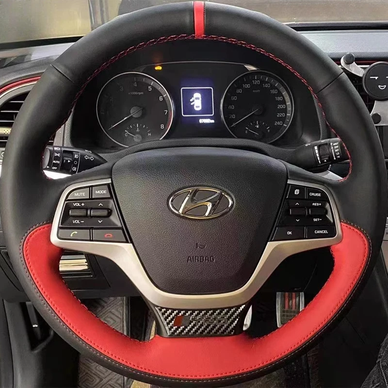 Hand-stitched black red genuine Leather car Steering Wheel Cover For Hyundai Elantra 4 2016 2017 Solaris 2017 Accent 2018
Hand-stitched black red genuine Leather car Steering Wheel Cover For Hyundai Elantra 4 2016 2017 Solaris 2017 Accent 2018