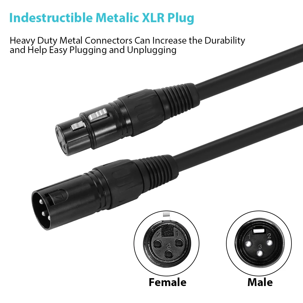 1M/3.3ft XLR Cable DMX Stage Light Cable 3-Pin XLR Male to Female Plug Black PVC Jack Durable Flexible for Moving Head Light
1M/3.3ft XLR Cable DMX Stage Light Cable 3-Pin XLR Male to Female Plug Black PVC Jack Durable Flexible for Moving Head Light
