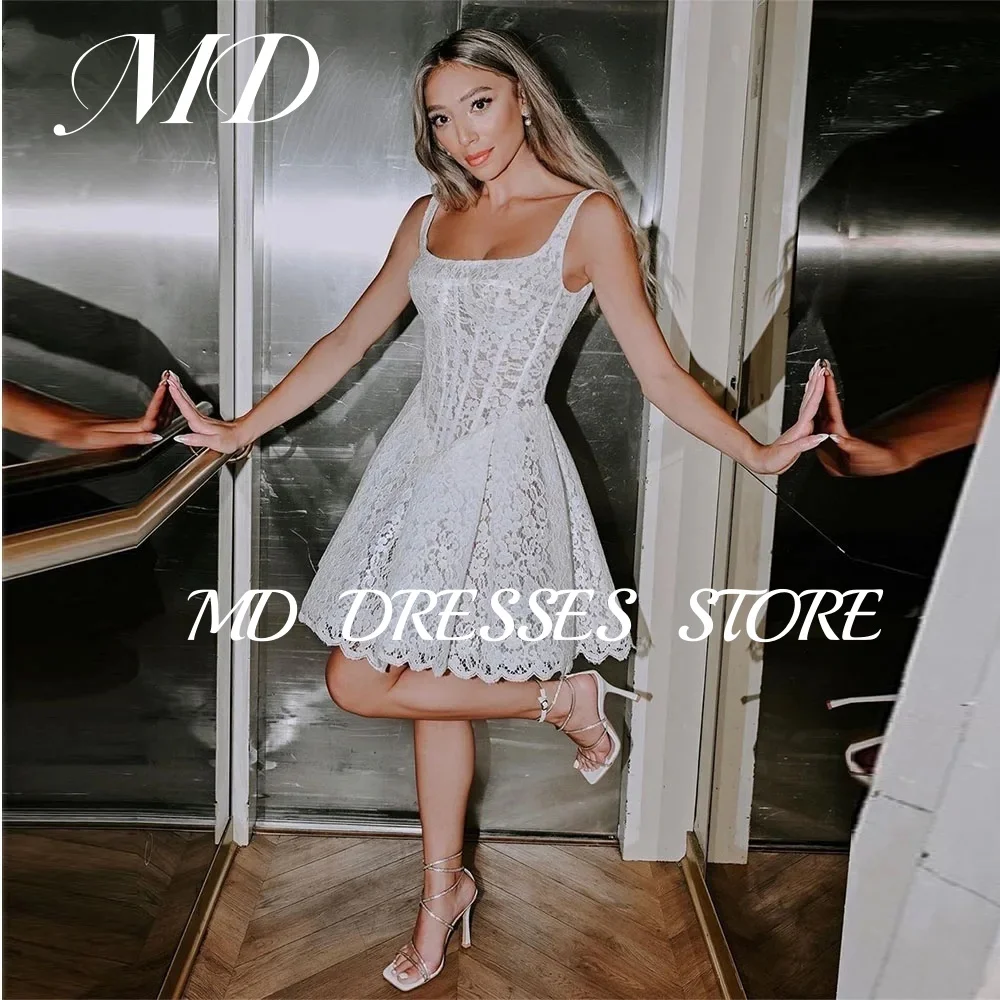 MD Modern Lace Short A-line Wedding Dresses Spaghetti Strap Square Collar Mini Above Knee Vestidos De Novia Customized 2025
MD Modern Lace Short A-line Wedding Dresses Spaghetti Strap Square Collar Mini Above Knee Vestidos De Novia Customized 2025