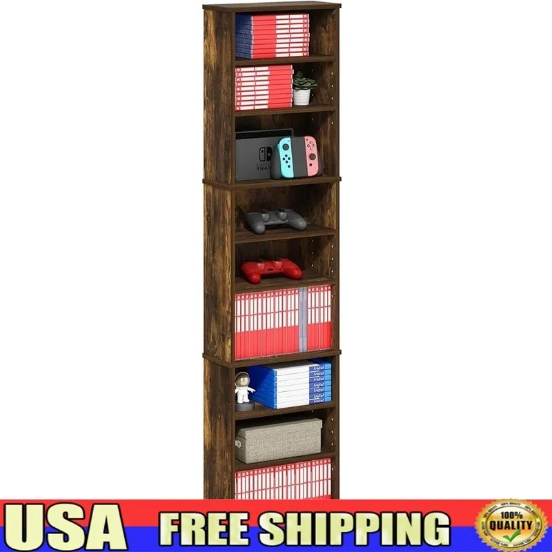9-Shelf Tall Narrow CD Rack Media Shelf with Adjustable Shelves Storage Cabinet
9-Shelf Tall Narrow CD Rack Media Shelf with Adjustable Shelves Storage Cabinet
