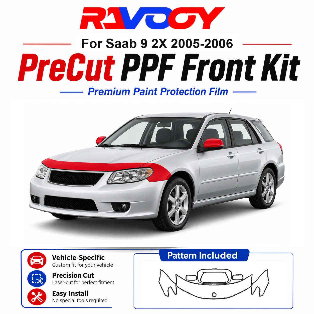 8.5mil TPU Precut PPF Kit For Saab 9 2X 2005-2006 - Hood, Partial Fenders & Full Mirror Set - Self-Healing Gloss Clear Bra Film
8.5mil TPU Precut PPF Kit For Saab 9 2X 2005-2006 - Hood, Partial Fenders & Full Mirror Set - Self-Healing Gloss Clear Bra Film