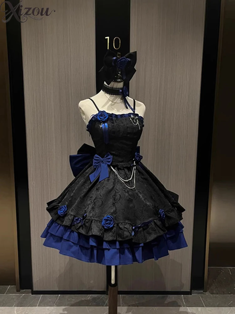Summer Gothic Spaghetti Strap Lolita Dress Romantic Sweet Cool Heavy Industry Halloween Vintage Women's Ball Gown Dresses
Summer Gothic Spaghetti Strap Lolita Dress Romantic Sweet Cool Heavy Industry Halloween Vintage Women's Ball Gown Dresses