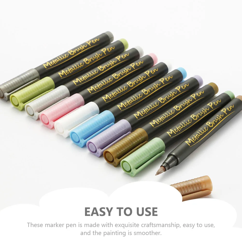 10pcs Markers Metallic Permanent Pen Gold PP Smooth Writing Professional Paint Multi-Function Marking Pen Supplies
10pcs Markers Metallic Permanent Pen Gold PP Smooth Writing Professional Paint Multi-Function Marking Pen Supplies