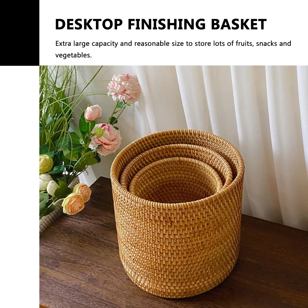 Rattan Woven Rattan Woven Basket Large Capacity Fruit Storage Trash Bin Desktop Finishing Natural Appearance Reusable
Rattan Woven Rattan Woven Basket Large Capacity Fruit Storage Trash Bin Desktop Finishing Natural Appearance Reusable
