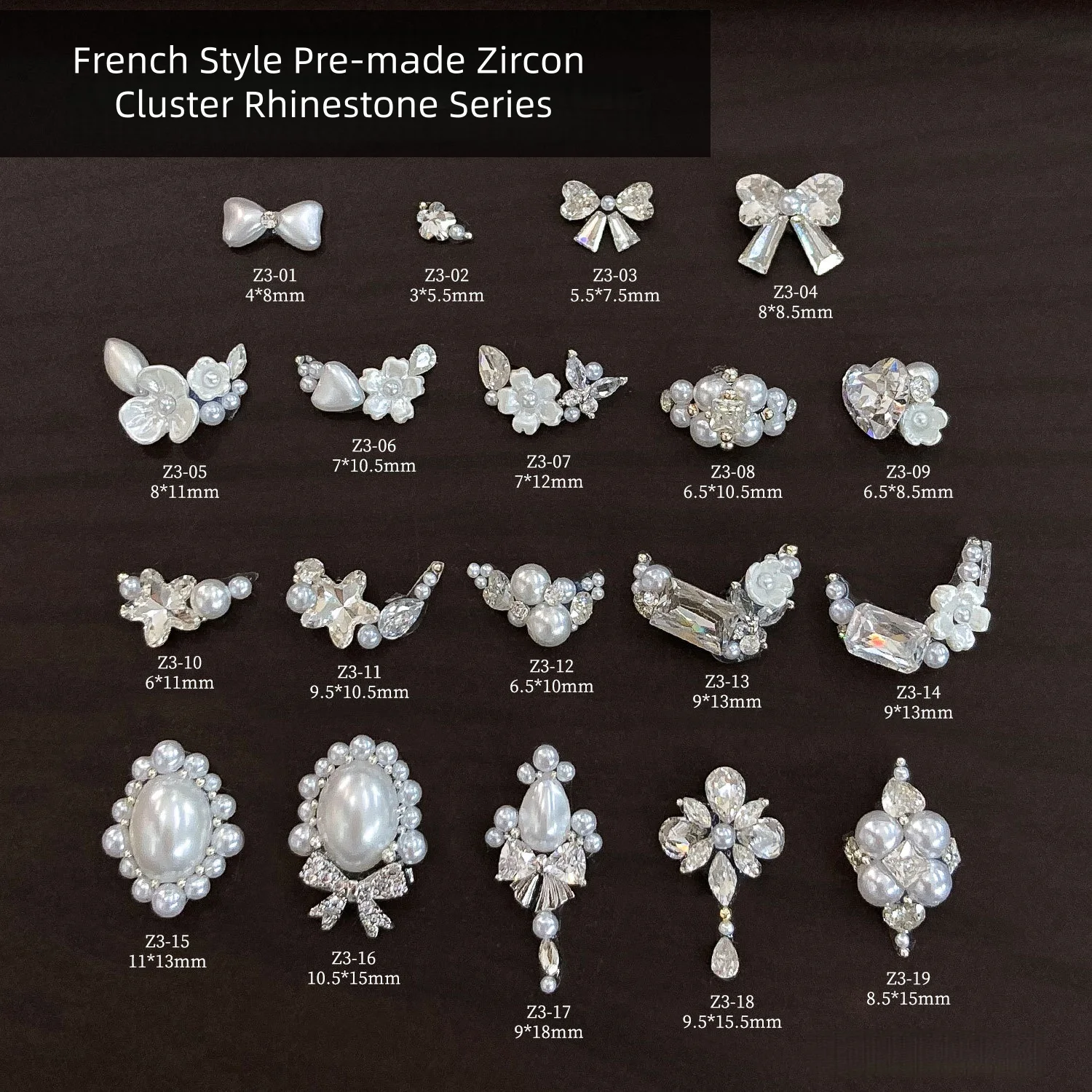 5 pieces New French Style Pre-made Zircon & Pearl Cluster Nail Charms, Base-Free Luxury Minimalist Shiny Nail Art Decor
5 pieces New French Style Pre-made Zircon & Pearl Cluster Nail Charms, Base-Free Luxury Minimalist Shiny Nail Art Decor