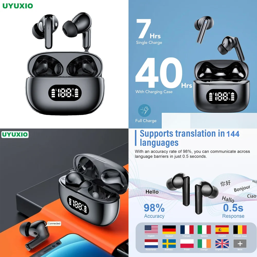 Hot-selling BT 5.4 Headphones Wireless with LED Display AI Language Translation Earphone with 144 Online Languages for Business
Hot-selling BT 5.4 Headphones Wireless with LED Display AI Language Translation Earphone with 144 Online Languages for Business