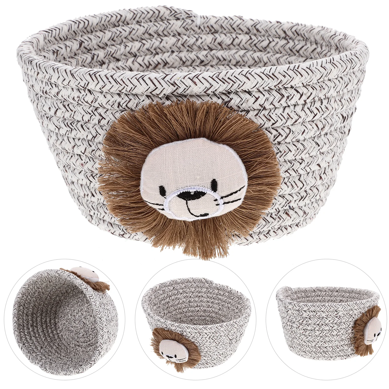 Cotton Rope Basket Small Woven Lion Pattern Home Nursery Basket Organization Toy Box Brown Fabric Baskets
Cotton Rope Basket Small Woven Lion Pattern Home Nursery Basket Organization Toy Box Brown Fabric Baskets