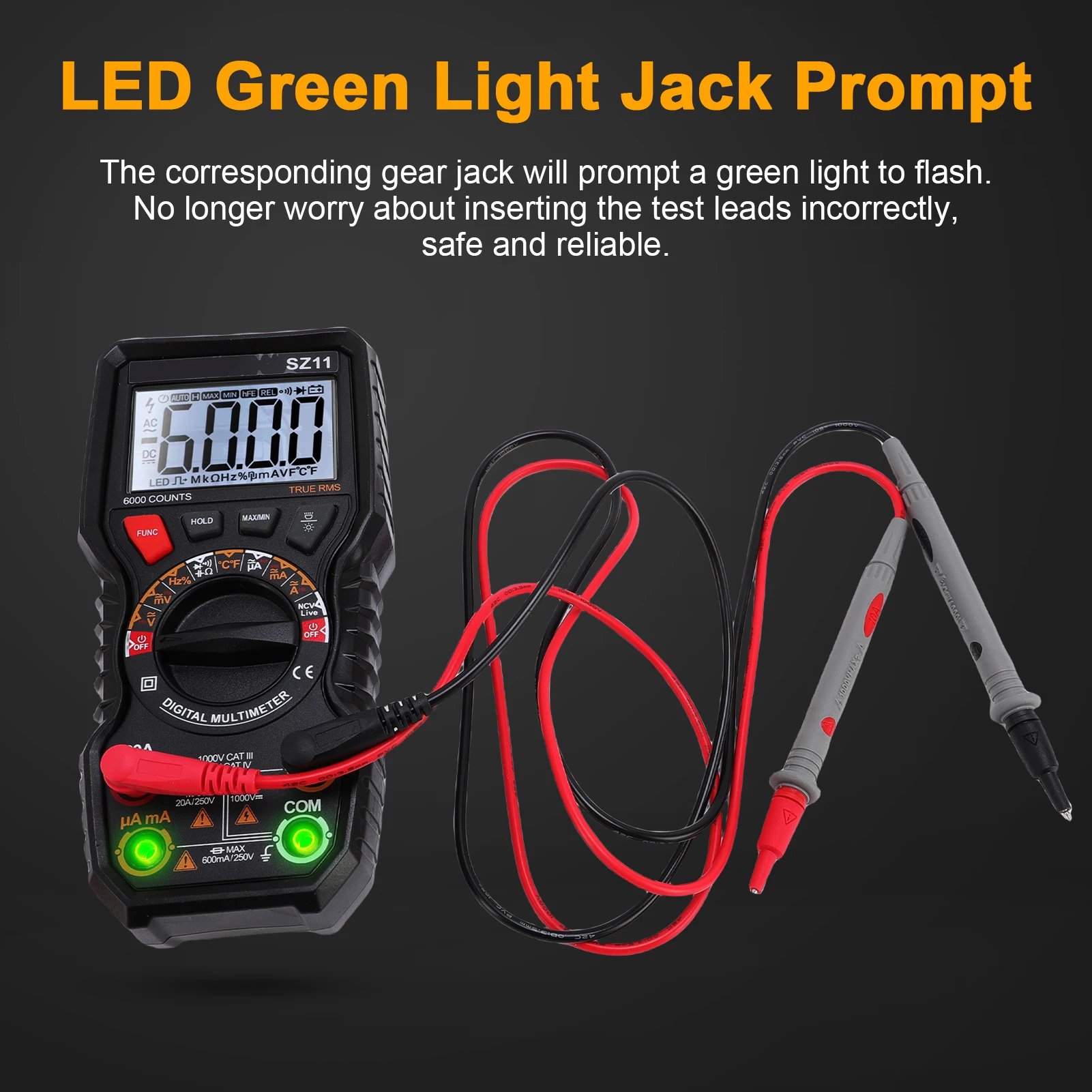 Цифровой мультиметр на 6000 отсчетов, тестер напряжения с автоматическим определением диапазона и фонариком, автоматическое отключение, точно измерение тока напряжения
Цифровой мультиметр на 6000 отсчетов, тестер напряжения с автоматическим определением диапазона и фонариком, автоматическое отключение, точно измерение тока напряжения