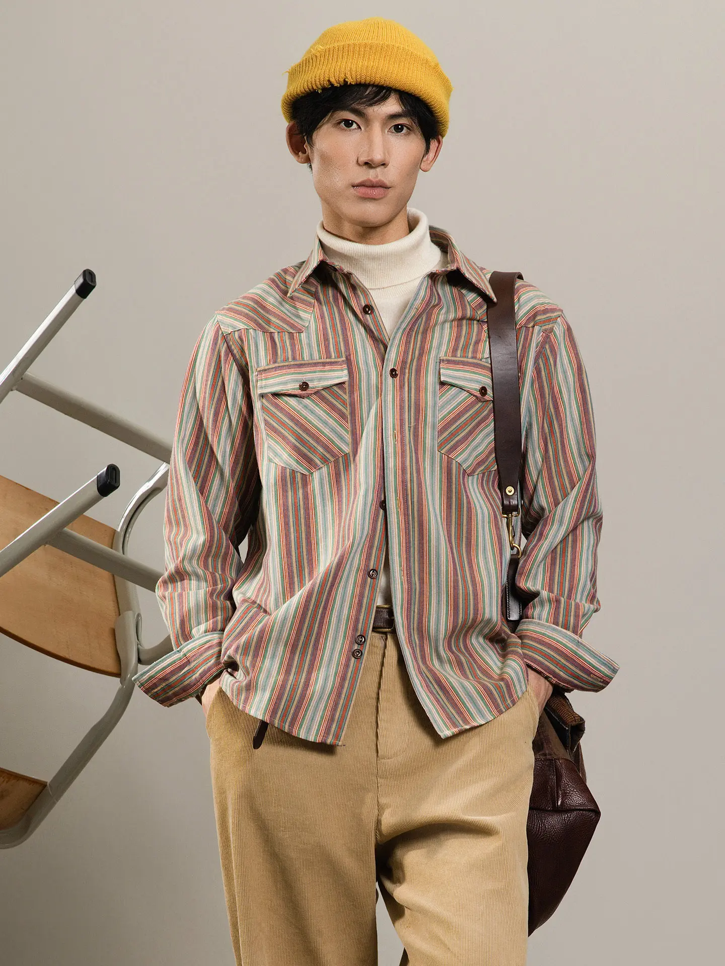 American Retro Rainbow Stripes Long Sleeve Men's Shirt Loose Fit Double Pocket Workwear Shirt Cotton Polyester Blend Outdoor ...
American Retro Rainbow Stripes Long Sleeve Men's Shirt Loose Fit Double Pocket Workwear Shirt Cotton Polyester Blend Outdoor ...