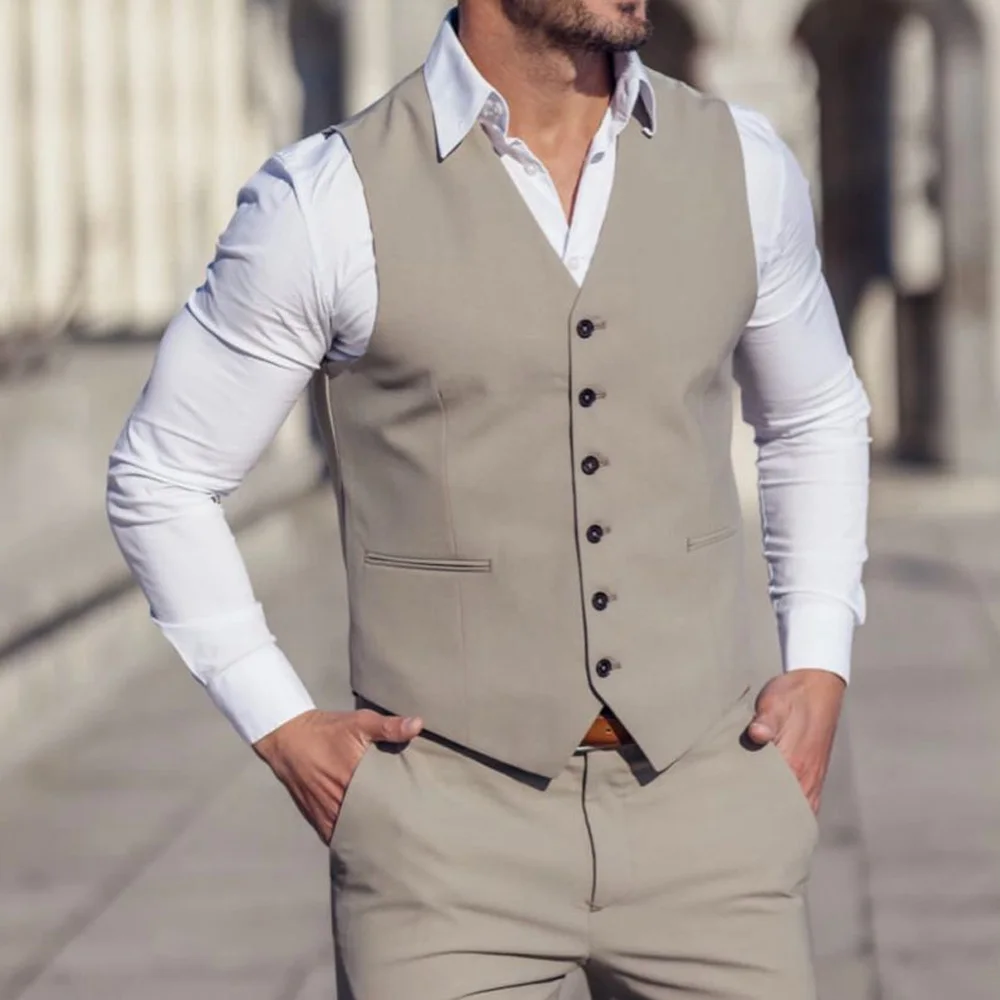 Business Elegant Man Vest for Men's Suit Casual Welt Pockets V-Neck Polyester Single-Breasted Classic Sleeveless Fancy Suits
Business Elegant Man Vest for Men's Suit Casual Welt Pockets V-Neck Polyester Single-Breasted Classic Sleeveless Fancy Suits