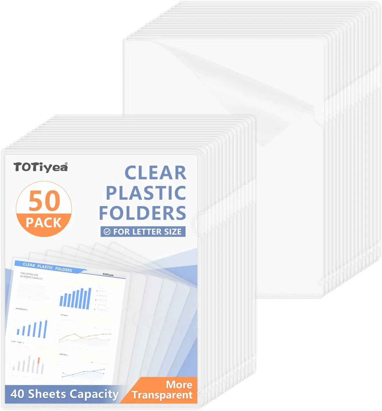 50 Pack Clear Folder, Plastic L-Type Folders, Clear Copy Safe Project Pocket, Fits Letter Size 8.5x11 Paper
50 Pack Clear Folder, Plastic L-Type Folders, Clear Copy Safe Project Pocket, Fits Letter Size 8.5x11 Paper